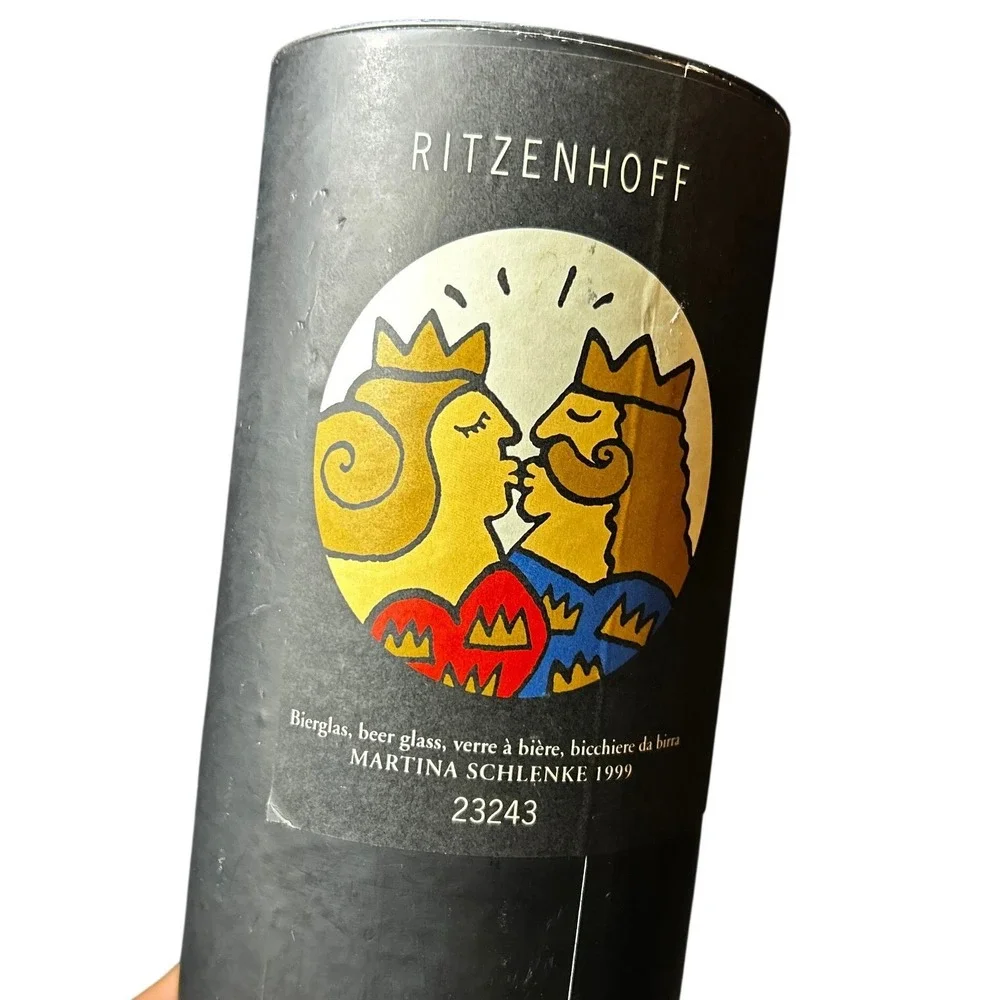 NEW Ritzenhoff Martina Schlenke 1999 Beer Glass Tube and 5 Coasters Set 23243